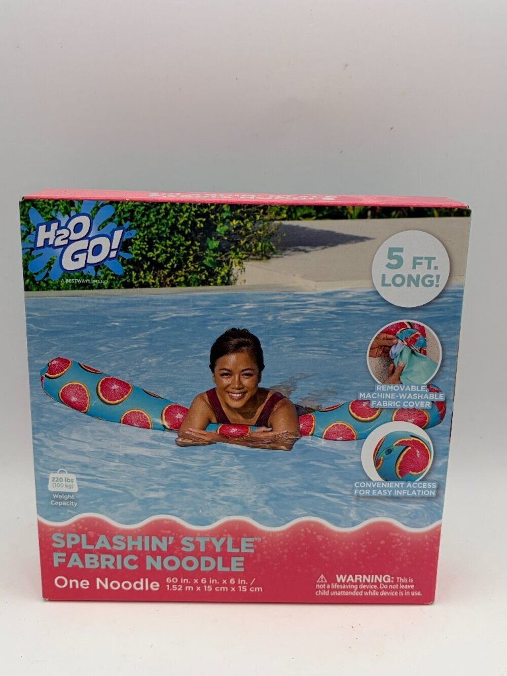 Bestway H2O Go Splashin’ Style Grapefruit Fabric Noodle Pool Float 5 Ft NIB